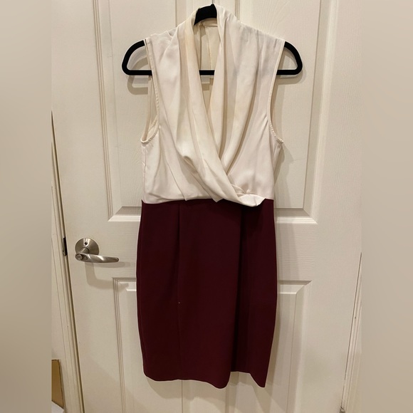 Reiss red white drape dress 8 Cardiz ivory color block shift - Picture 1 of 8